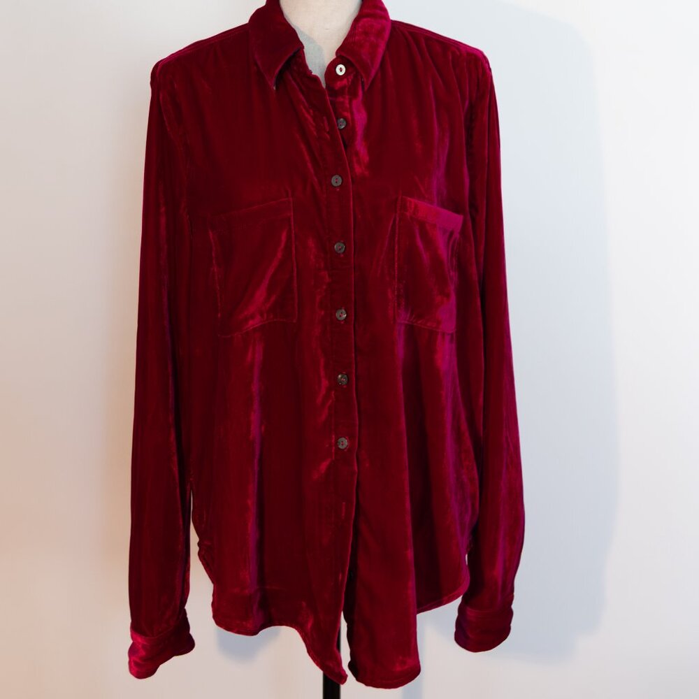 Natural Life Velvet Raspberry Red Blouse - Size Medium